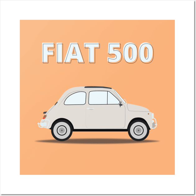 Retro Car "Fiat 500" Wall Art by zeosmono